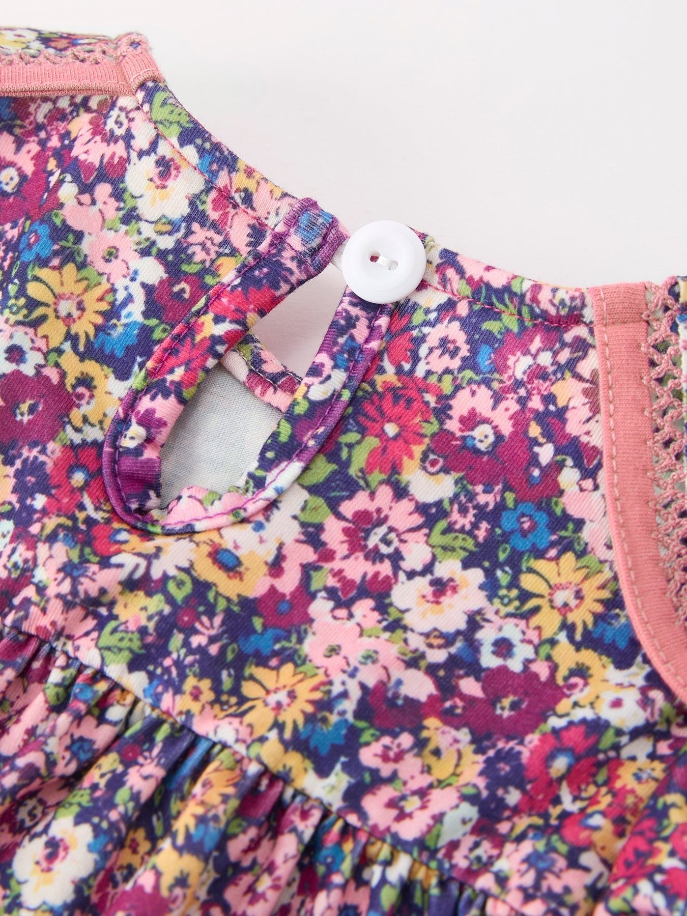 Pink Floral Petals Collar Girl Bloomer Set - Abbies Place
