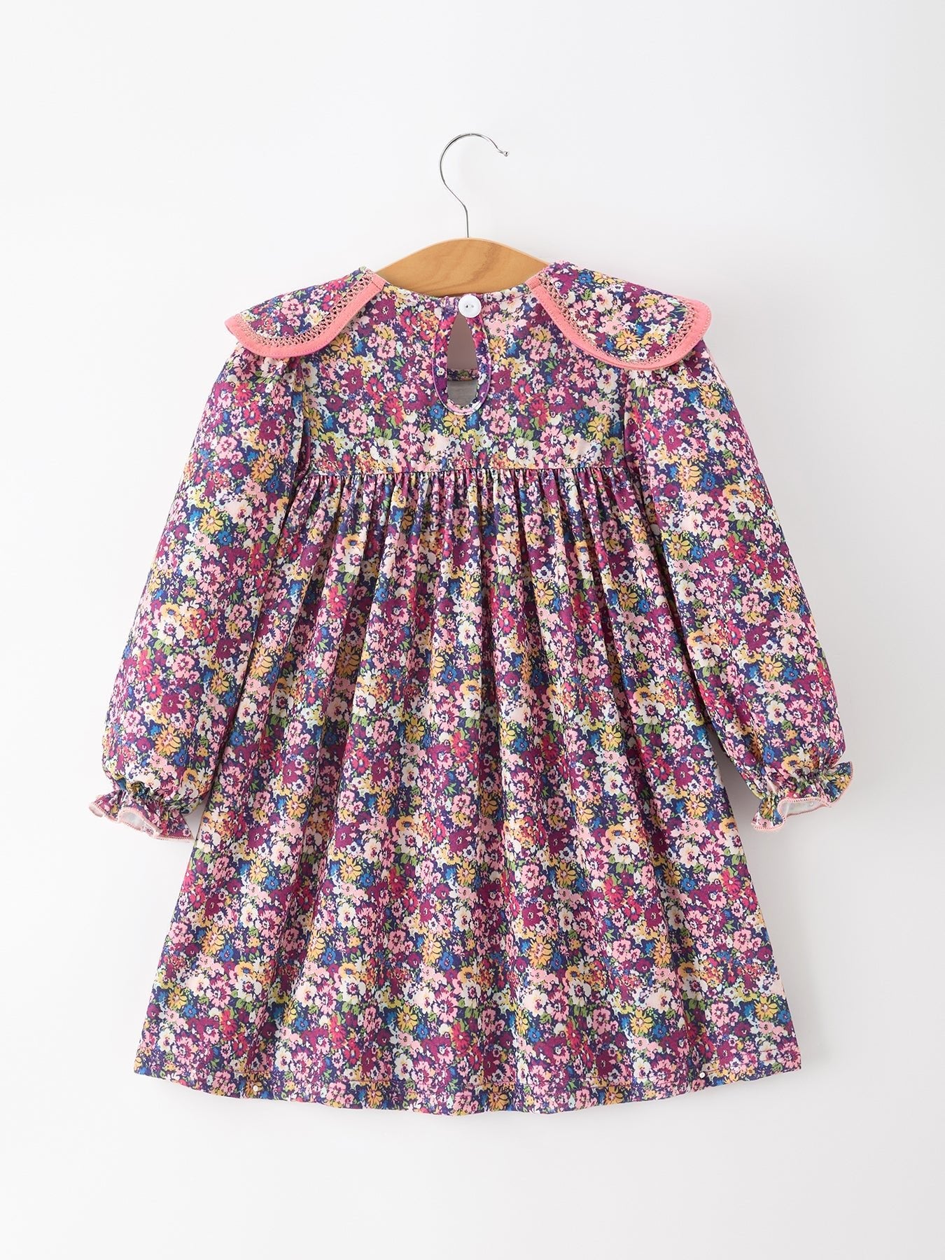 Pink Floral Petals Collar Girl Dress - Abbies Place