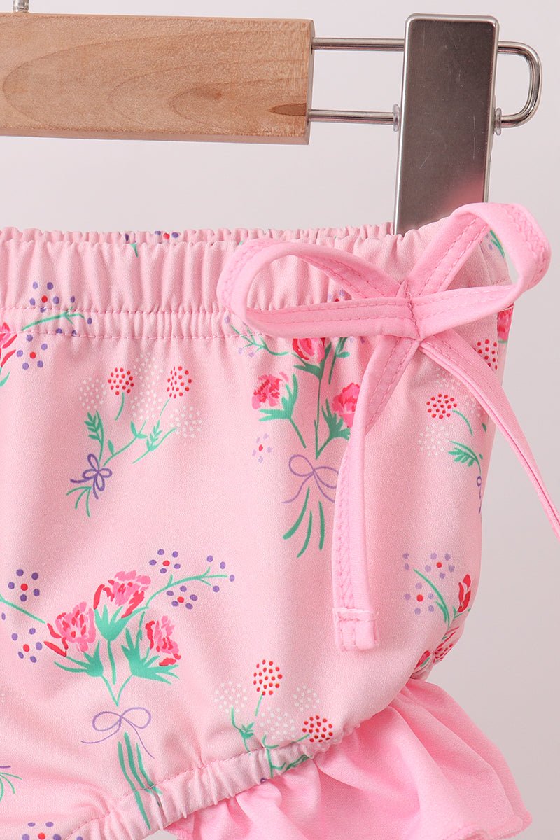 Pink Floral Ruffle 2pc Swimsuit - Abbies Place