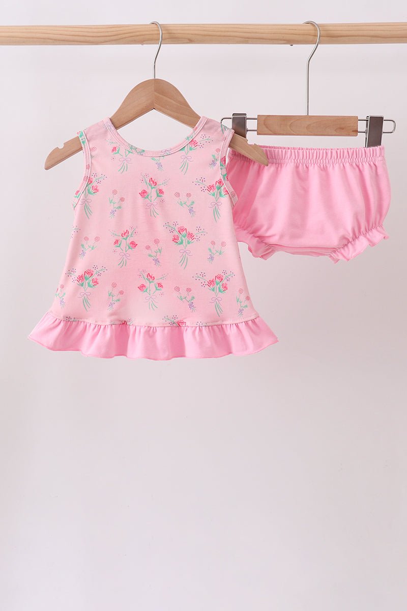 Pink Floral Ruffle Bloomer Set - Abbies Place