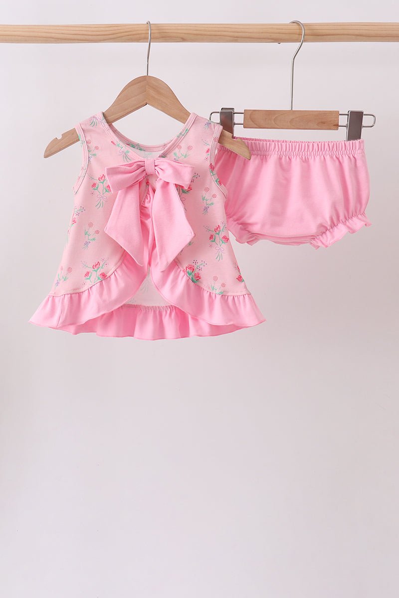 Pink Floral Ruffle Bloomer Set - Abbies Place