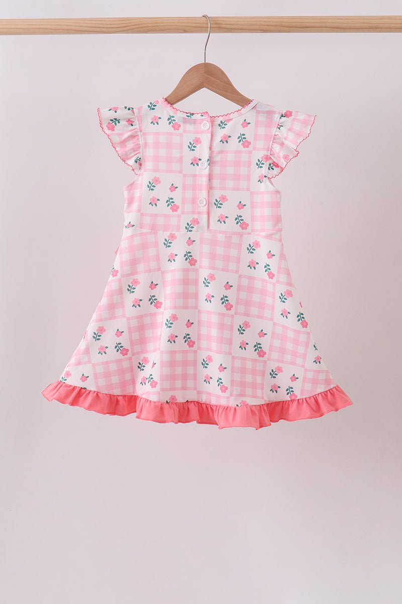 Pink Floral Ruffle Dress - Abbies Place