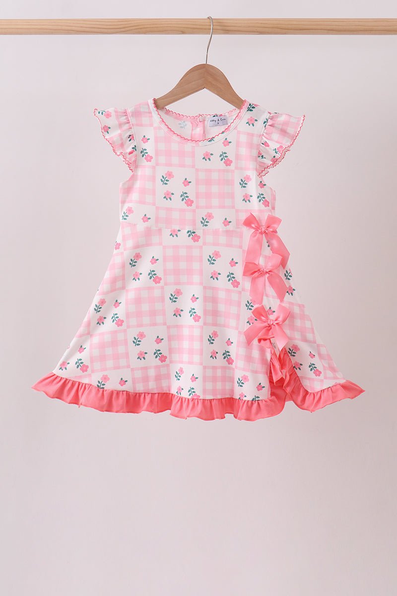 Pink Floral Ruffle Dress - Abbies Place