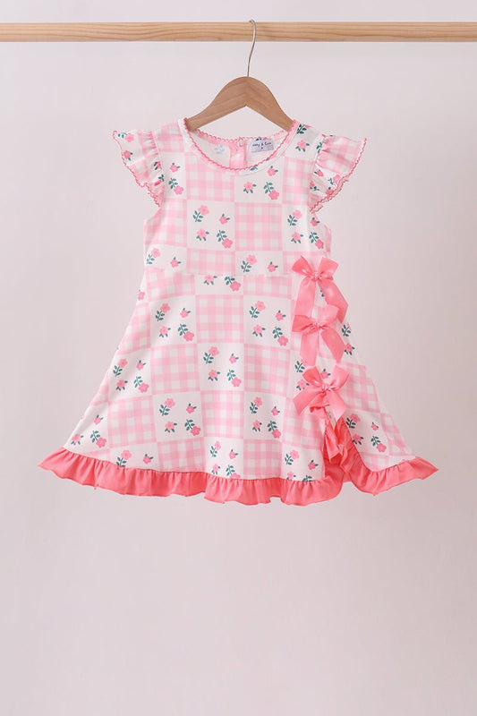 Pink Floral Ruffle Dress - Abbies Place