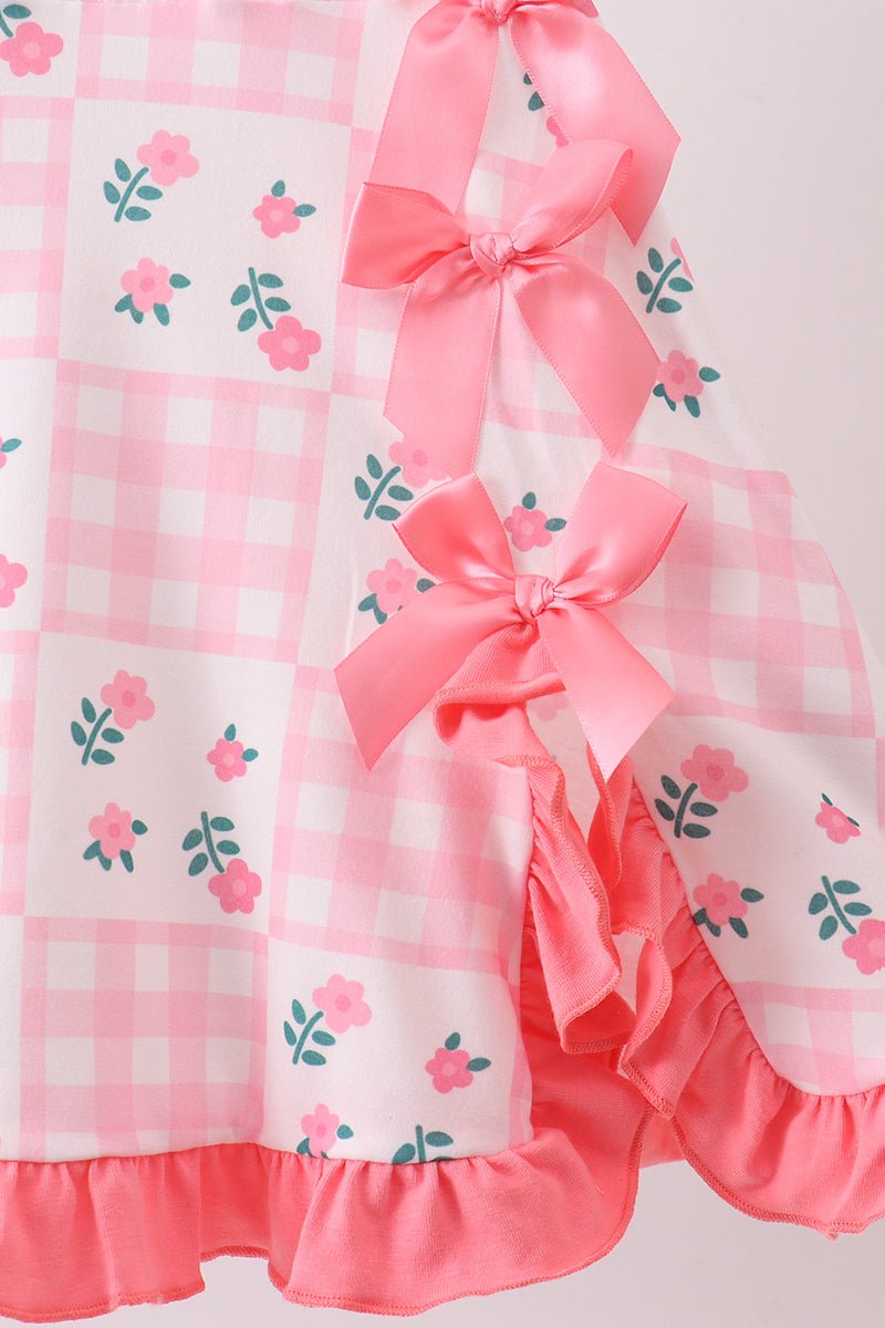 Pink Floral Ruffle Dress - Abbies Place