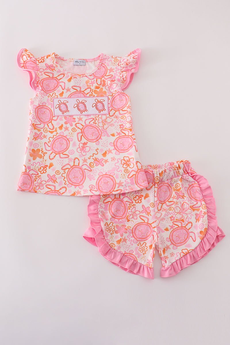Pink Floral Ruffle Shorts Set - Abbies Place