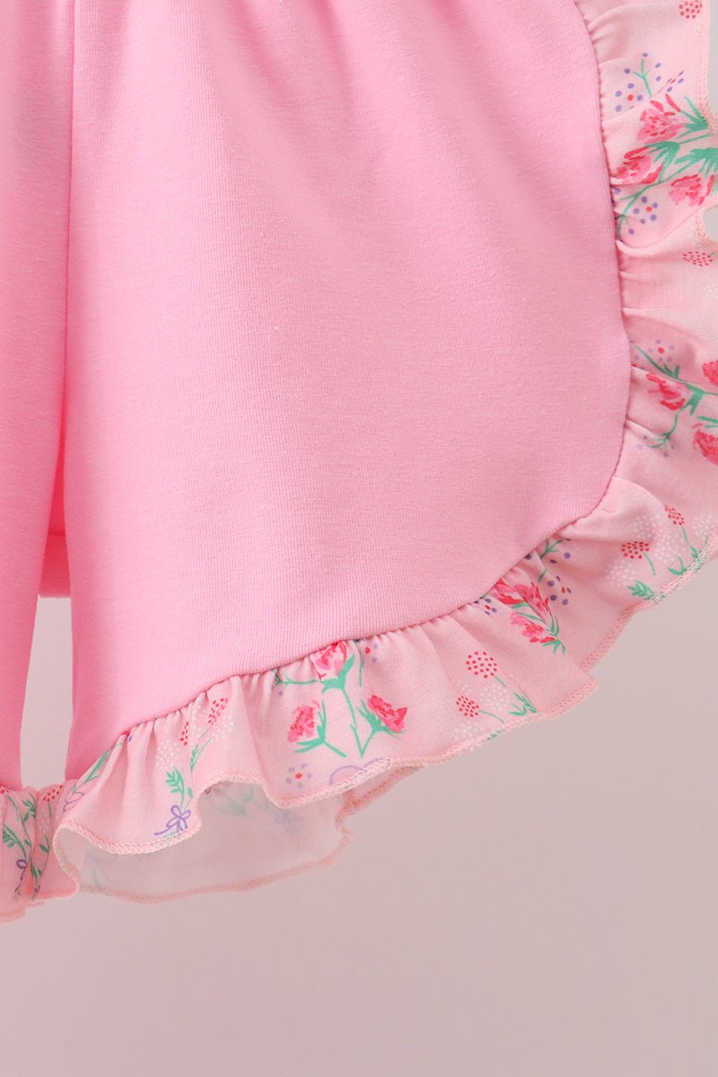 Pink Floral Ruffle Shorts Set - Abbies Place