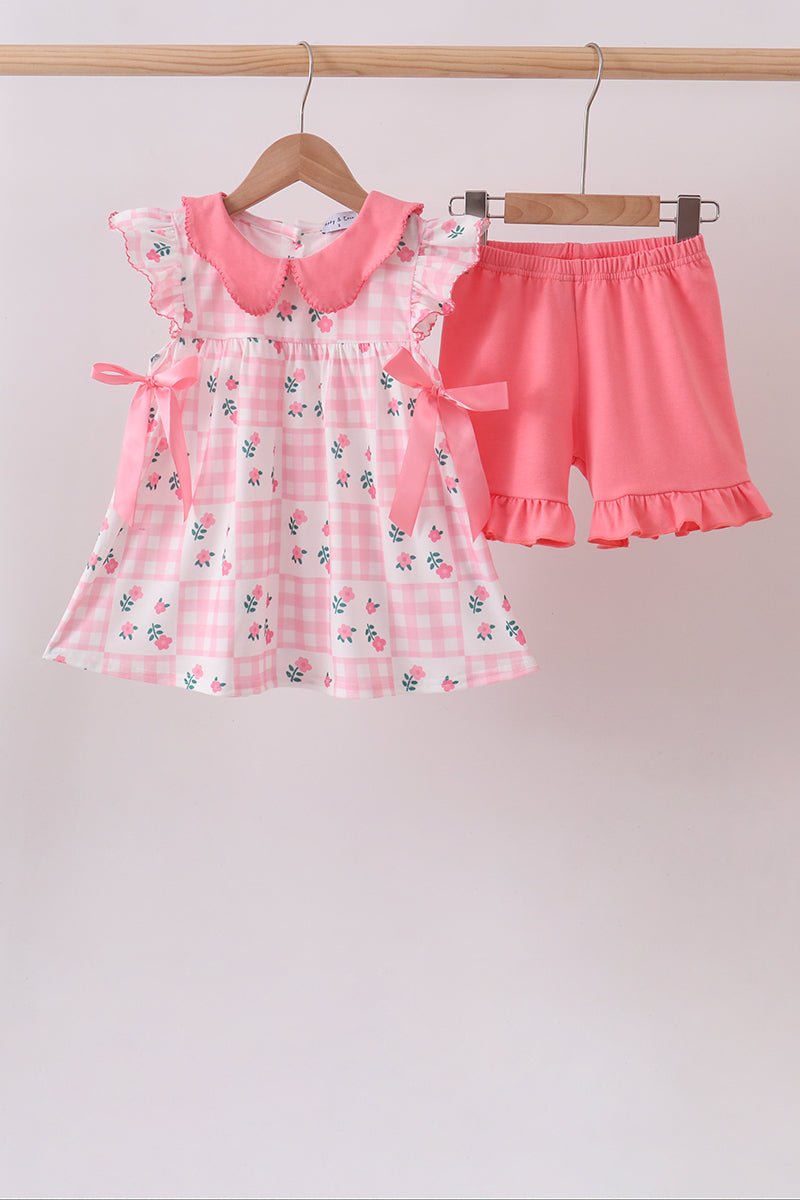 Pink Floral Ruffle Shorts Set - Abbies Place
