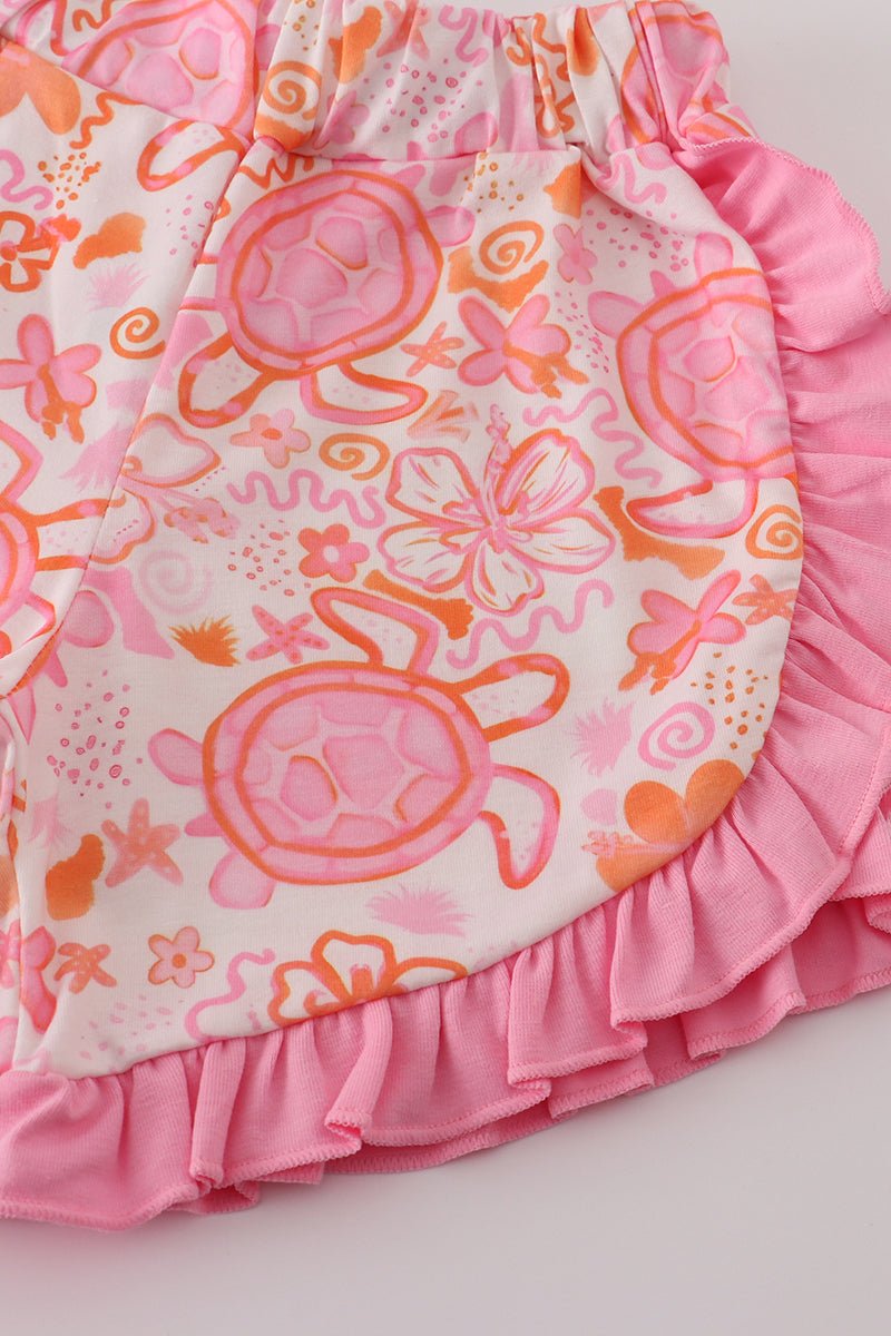 Pink Floral Ruffle Shorts Set - Abbies Place