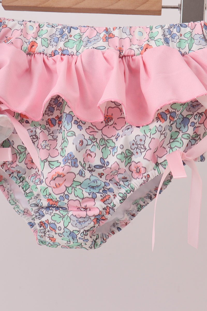Pink Floral Smocked Swimsuit - Abbies Place