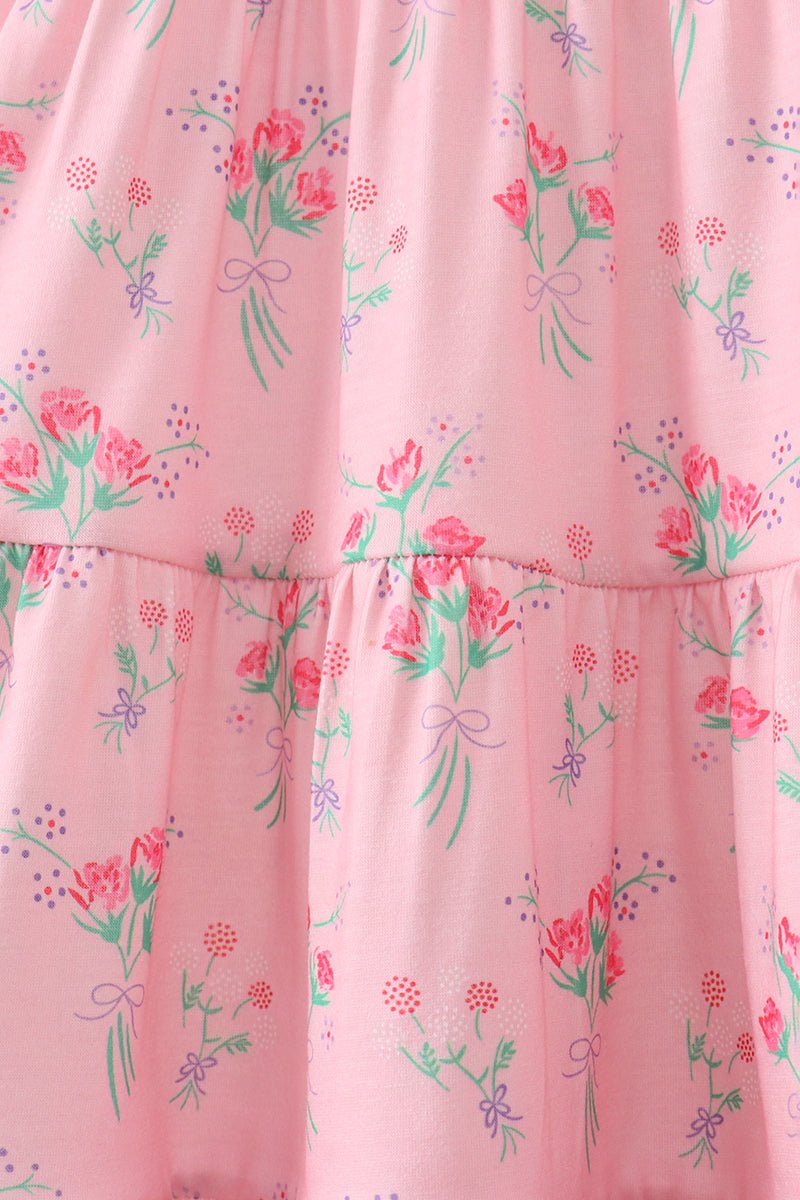 Pink Floral Tiered Dress - Abbies Place
