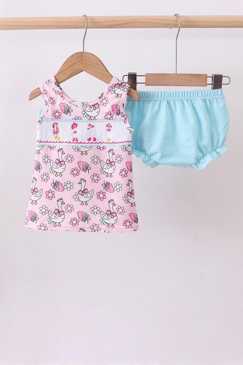 Pink Goose Smocked Bloomer Set - Abbies Place