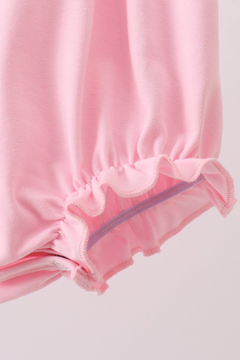 Pink Hydrangea Bow Smocked Bubble - Abbies Place