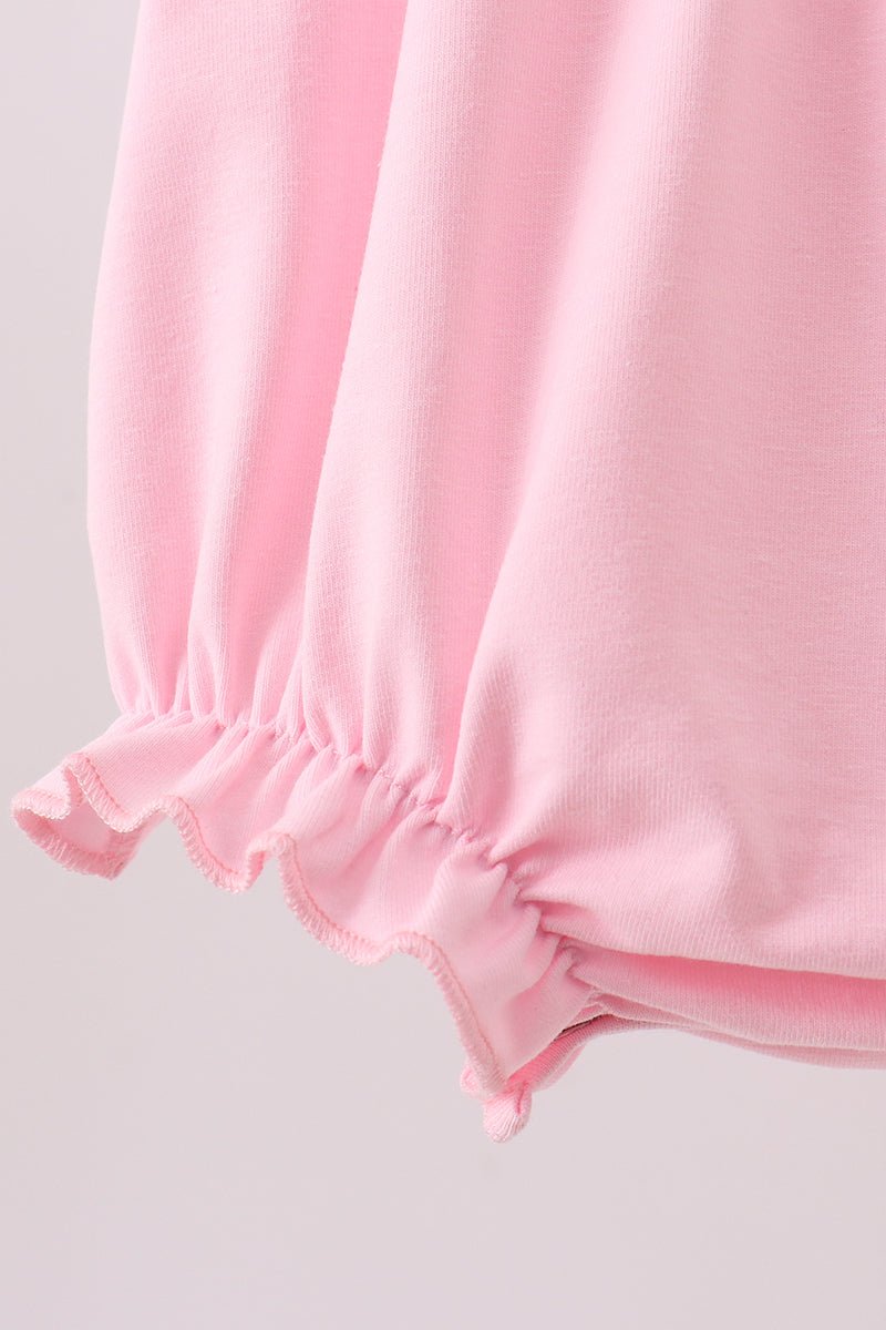 Pink Hydrangea Bow Smocked Bubble - Abbies Place