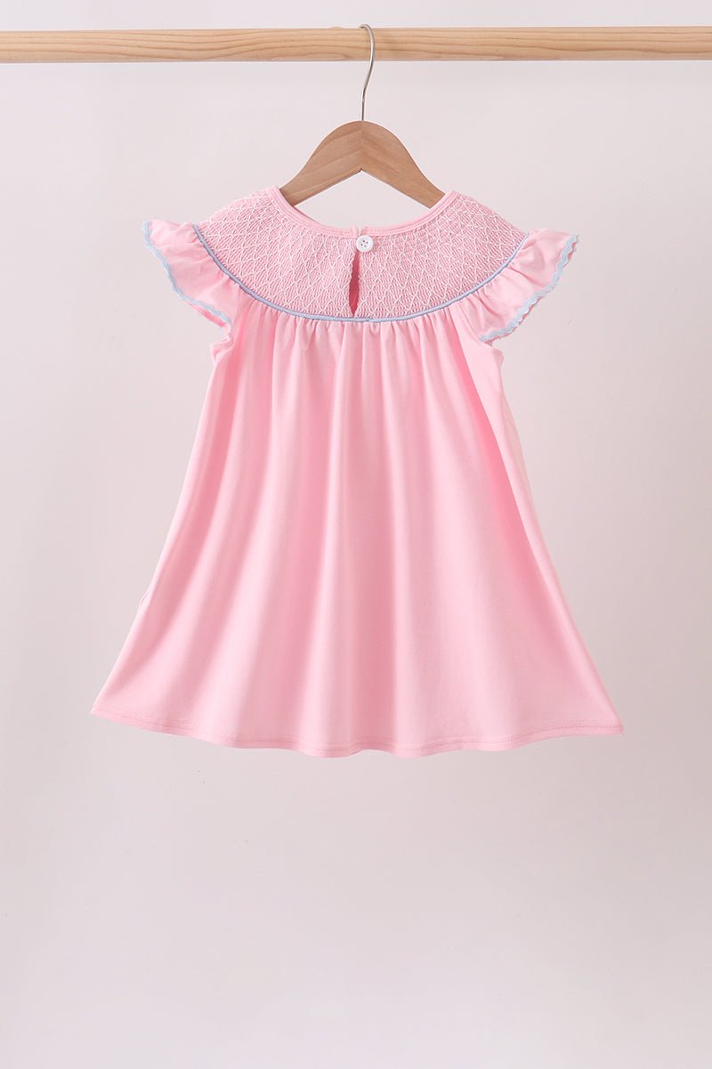 Pink Hydrangea Bow Smocked Dress - Abbies Place