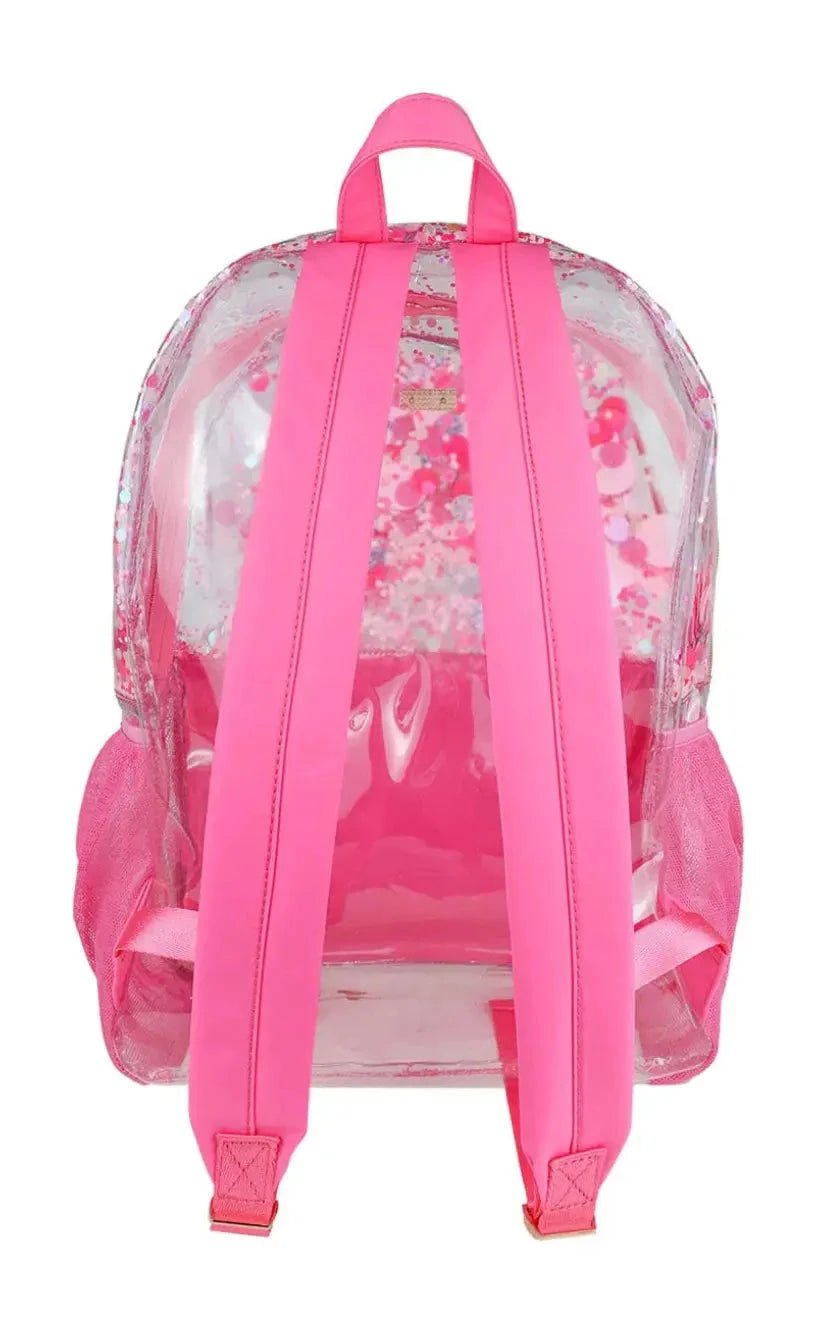 Pink Party Heavy Duty Confetti Pink Clear Backpack - Abbies Place
