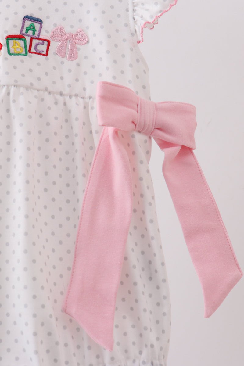 Pink Pencil ABC embroidery dot bubble - Abbies Place