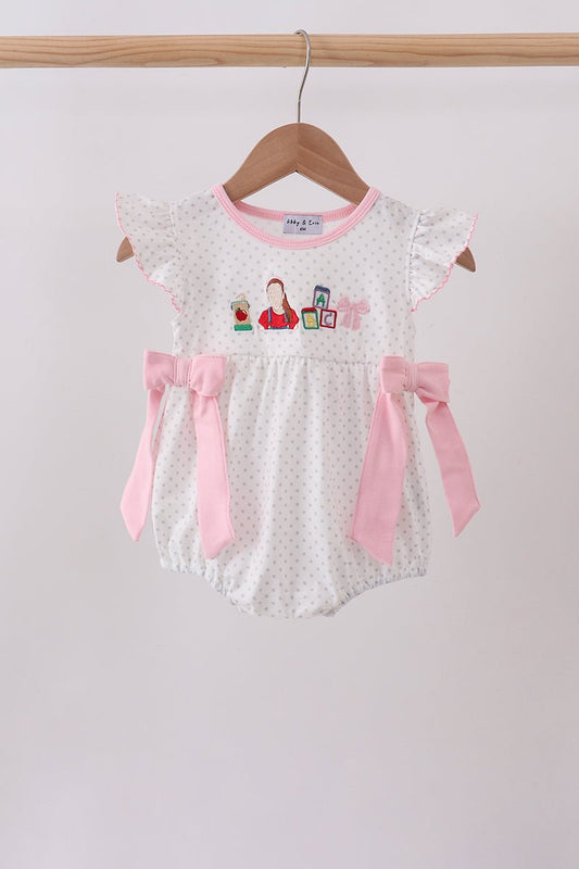 Pink Pencil ABC embroidery dot bubble - Abbies Place
