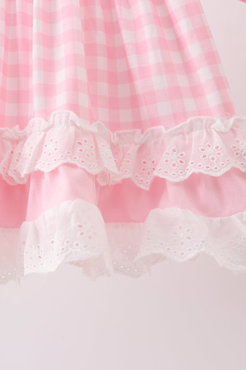 Pink Pencil ABC embroidery gingham bloomer set - Abbies Place