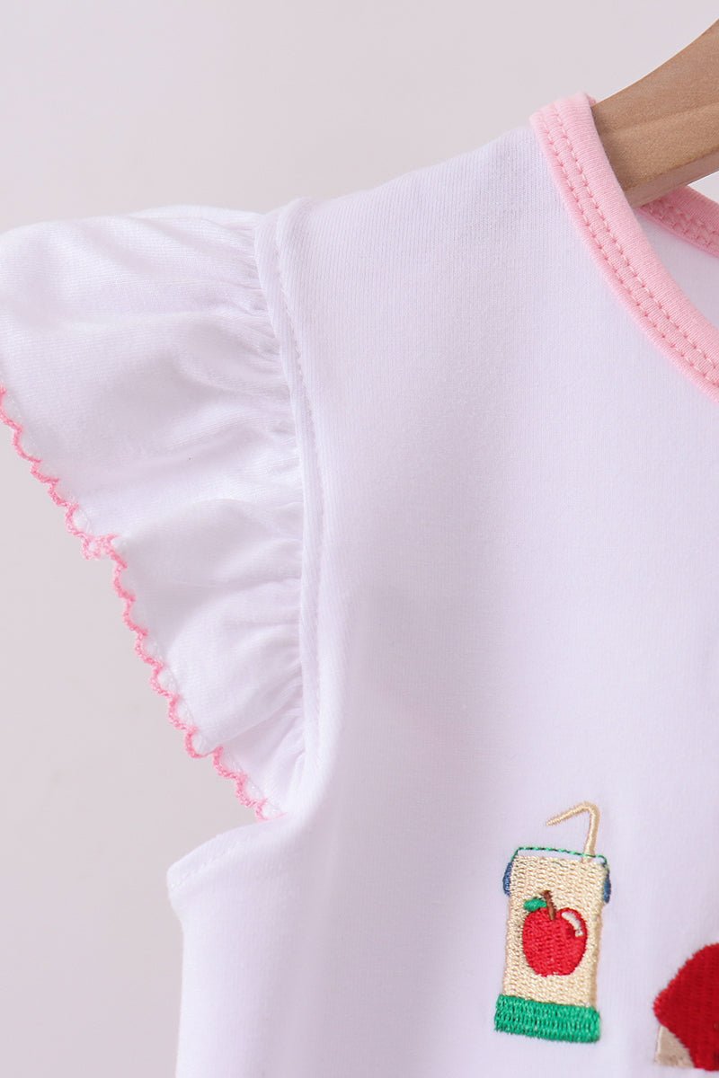 Pink Pencil ABC embroidery gingham ruffle shorts set - Abbies Place