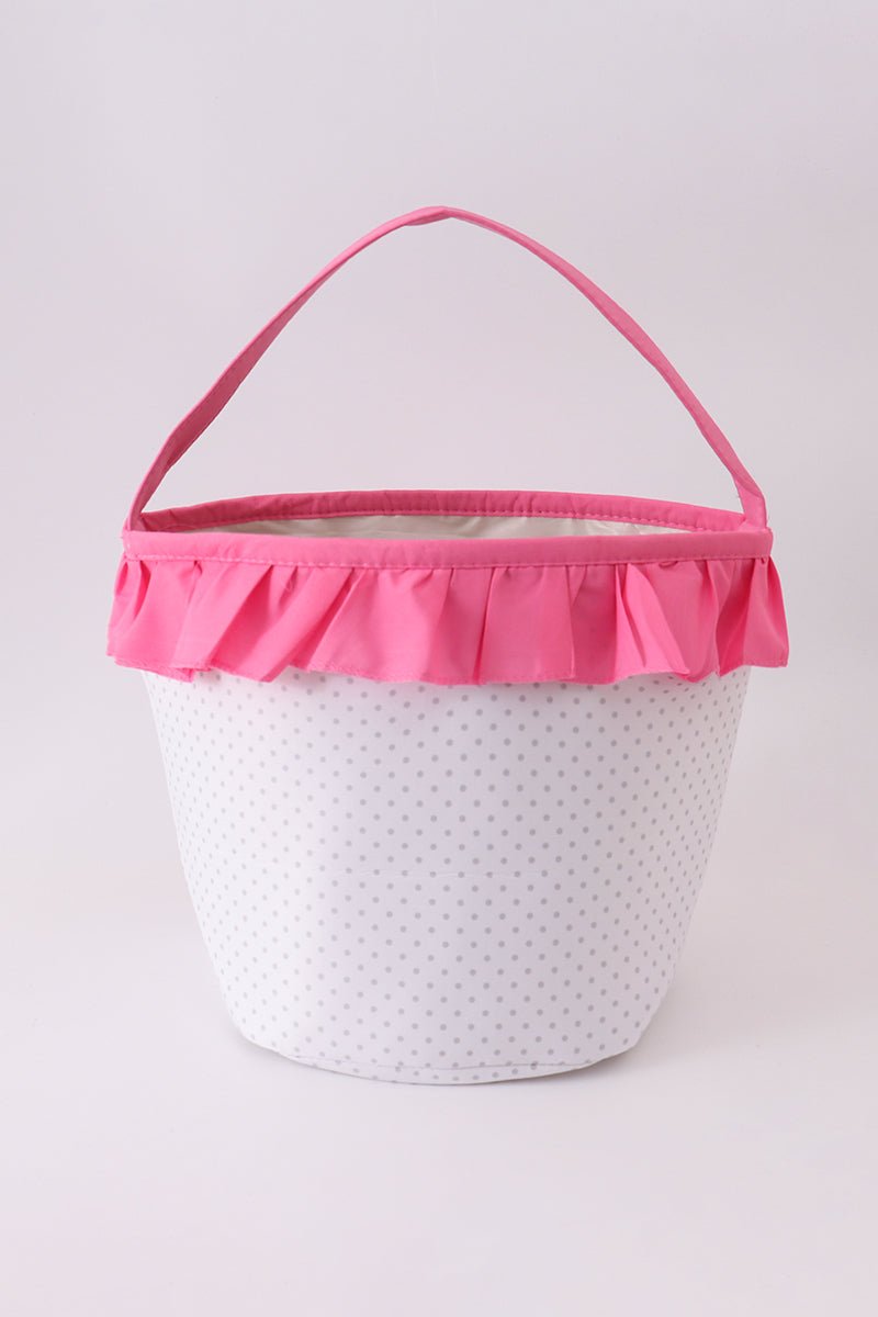 Pink Pumpkin Applique dot Ruffle Basket - Abbies Place