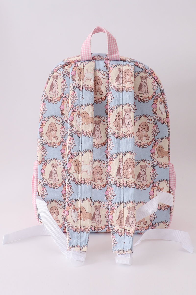 Pink puppy embroidery backpack - Abbies Place