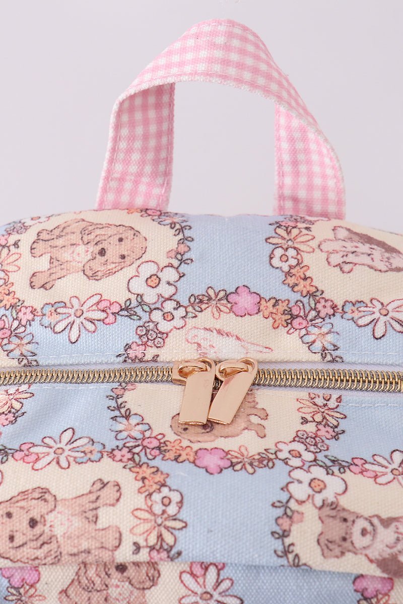 Pink puppy embroidery backpack - Abbies Place