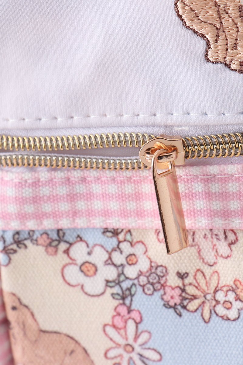 Pink puppy embroidery backpack - Abbies Place