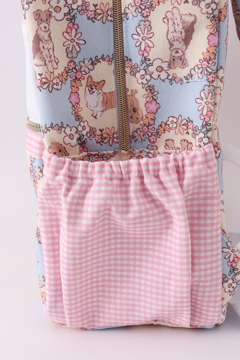 Pink puppy embroidery backpack - Abbies Place