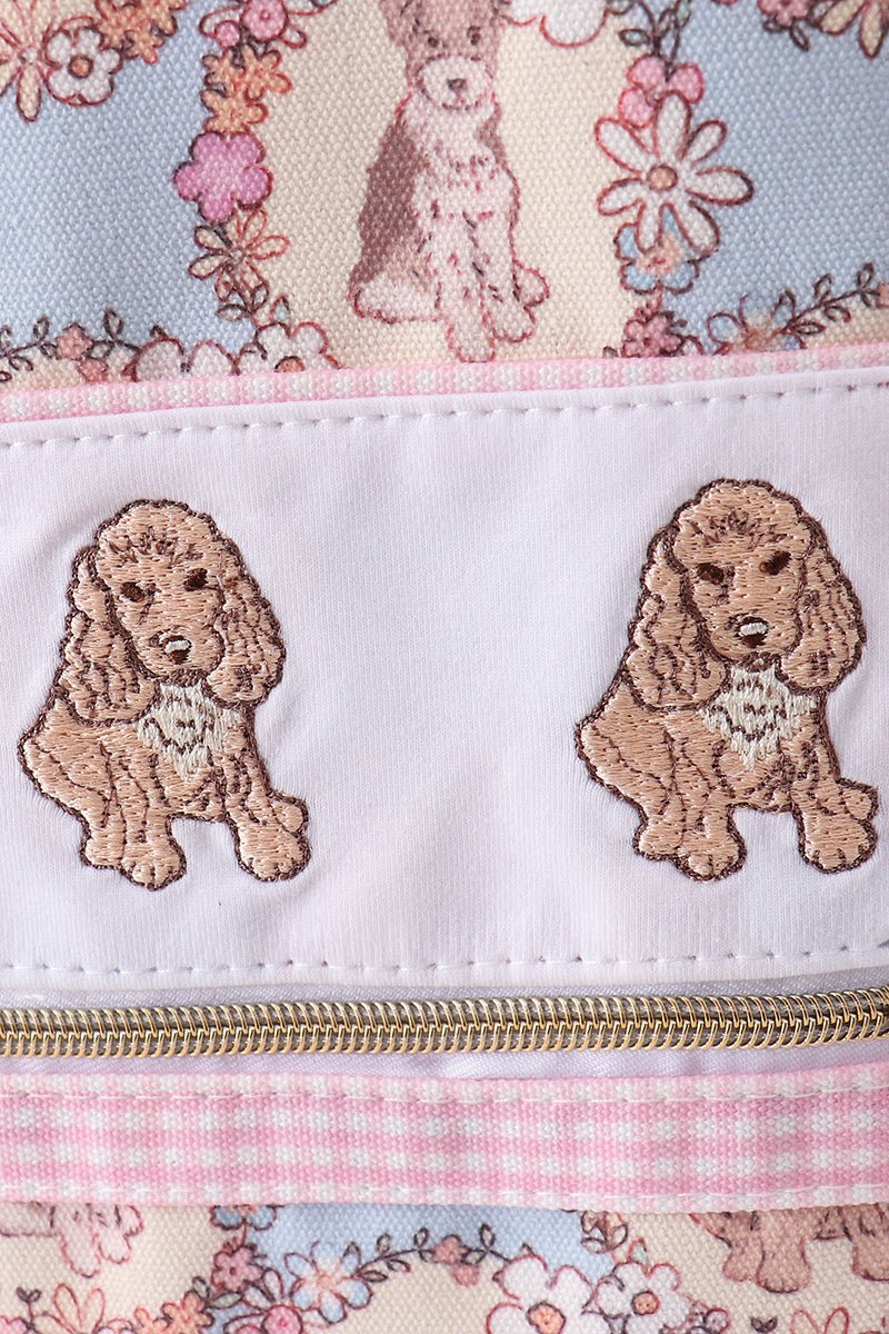 Pink puppy embroidery backpack - Abbies Place