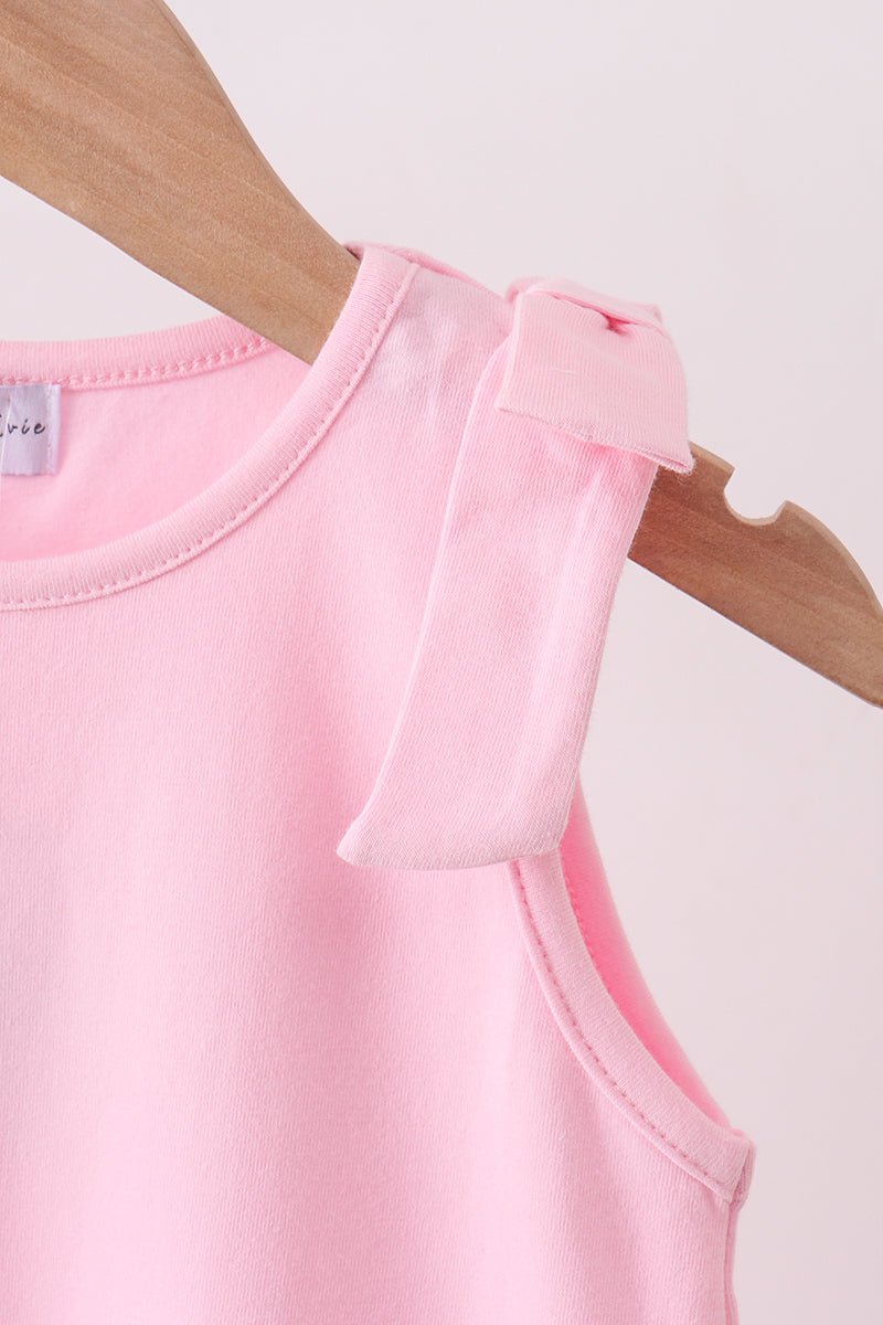 Pink Scalloped Bow Dress - Abbies Place