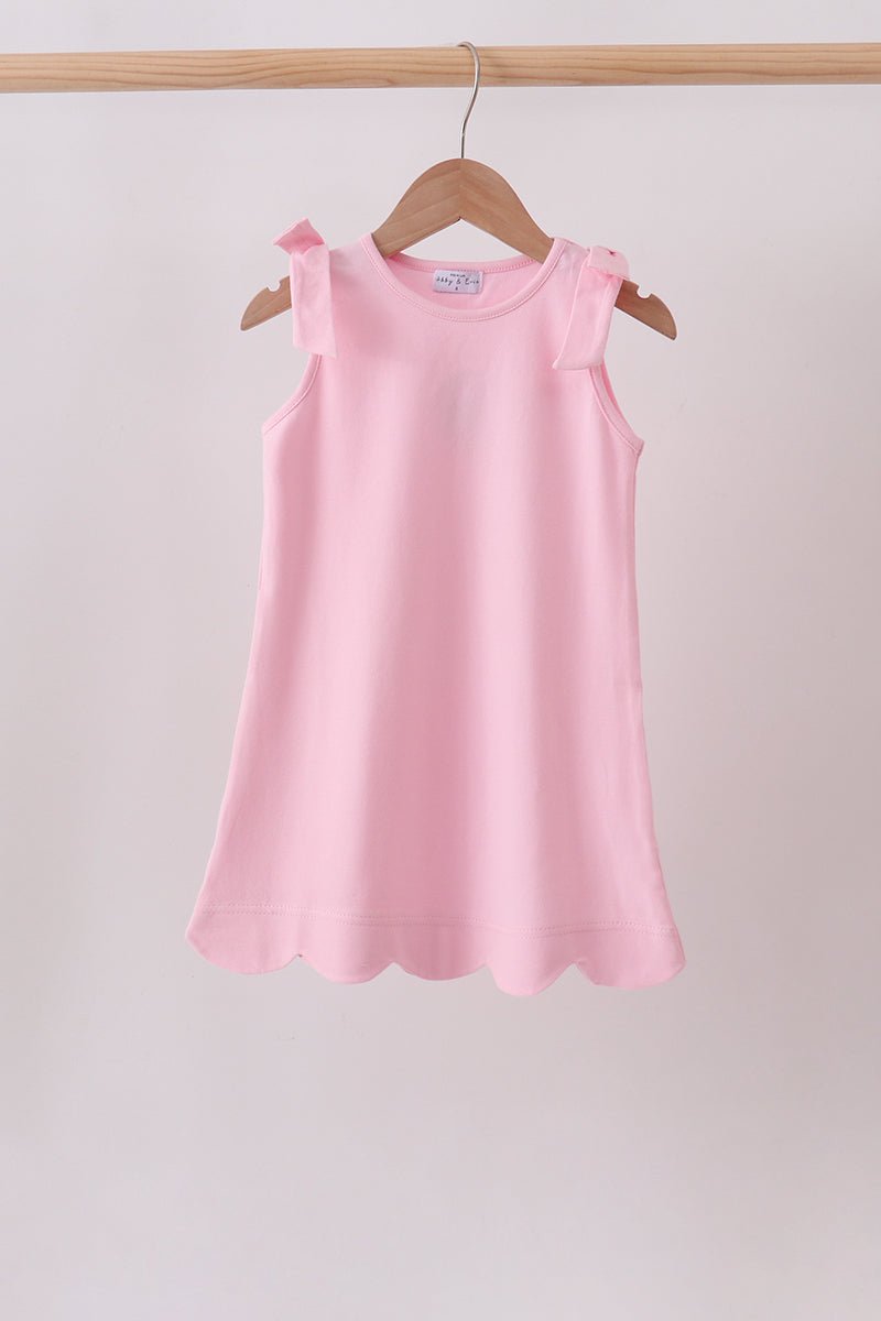 Pink Scalloped Bow Dress - Abbies Place
