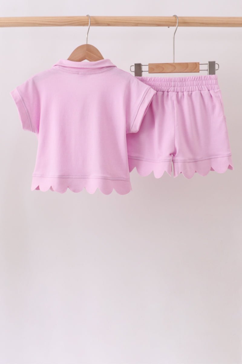 Pink Scalloped Polo Set - Abbies Place