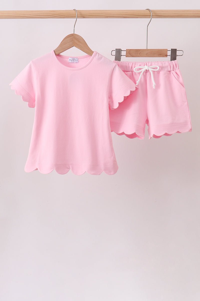 Pink Scalloped Shorts Set - Abbies Place
