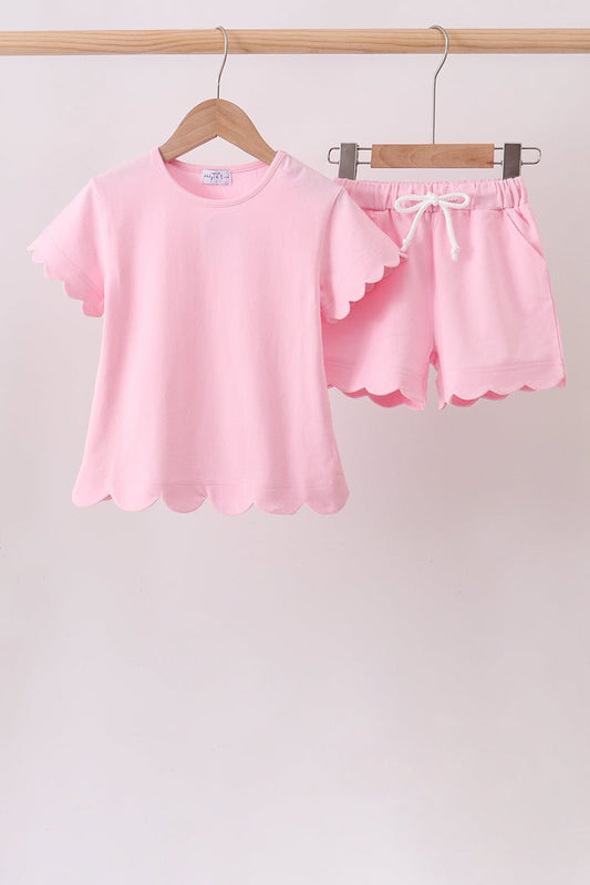 Pink Scalloped Shorts Set - Abbies Place