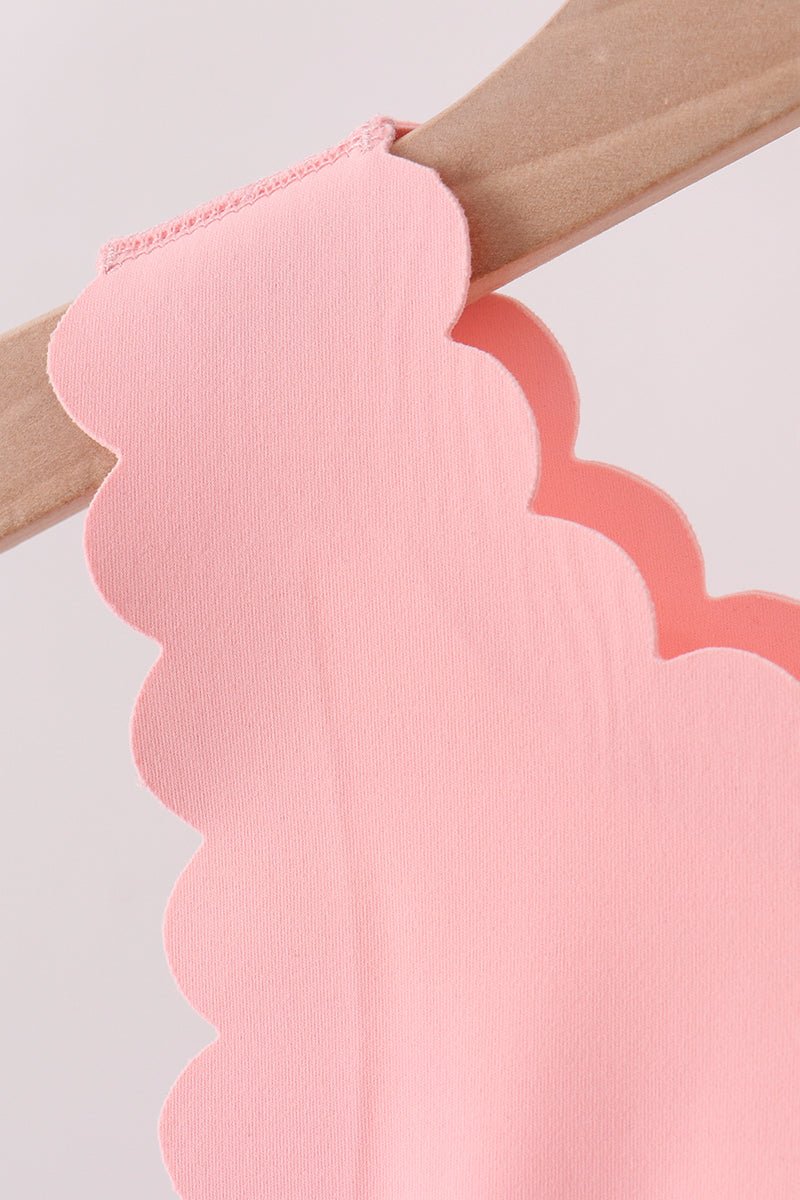 Pink Scalloped Yoga Skorts Set - Abbies Place