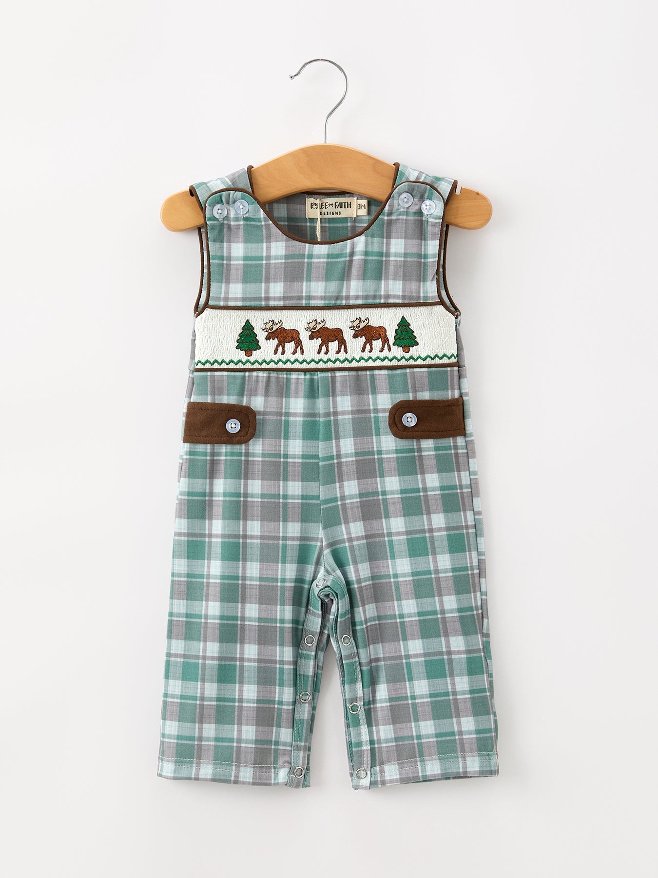 Plaid Moose Smocked Baby Boy JonJon - Abbies Place