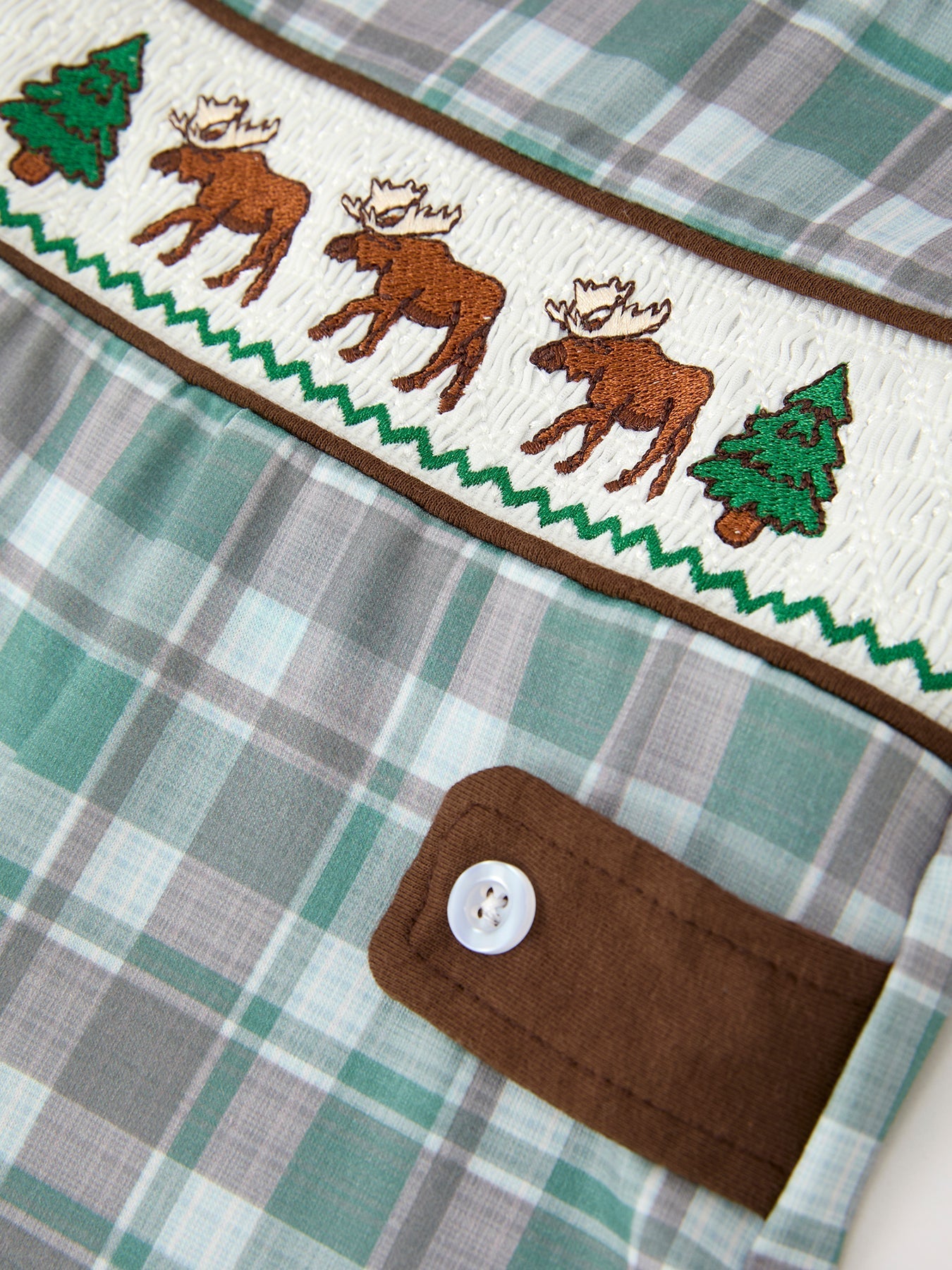 Plaid Moose Smocked Baby Boy JonJon - Abbies Place