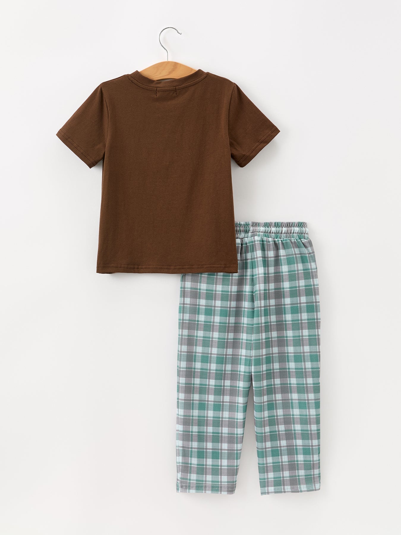 Plaid Moose Smocked Boys Short Sleeve Pant Set - Abbies Place