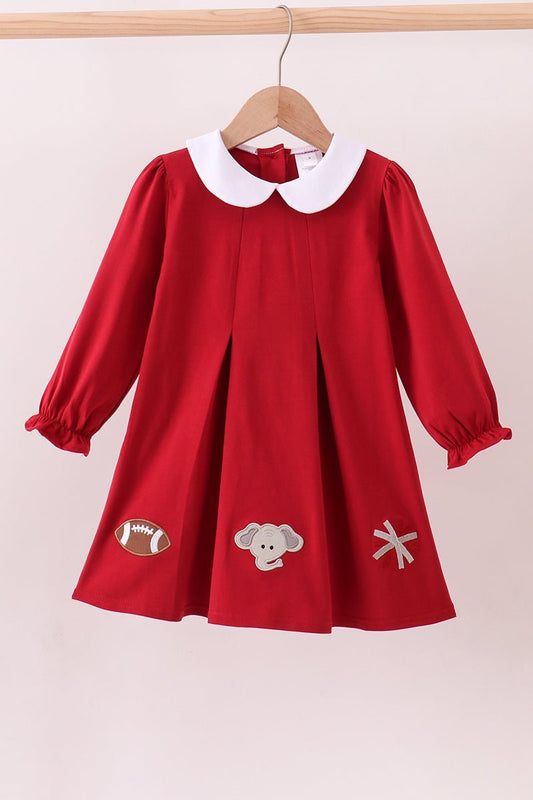 Premium Maroon Alabama elephant applique dress - Abbies Place