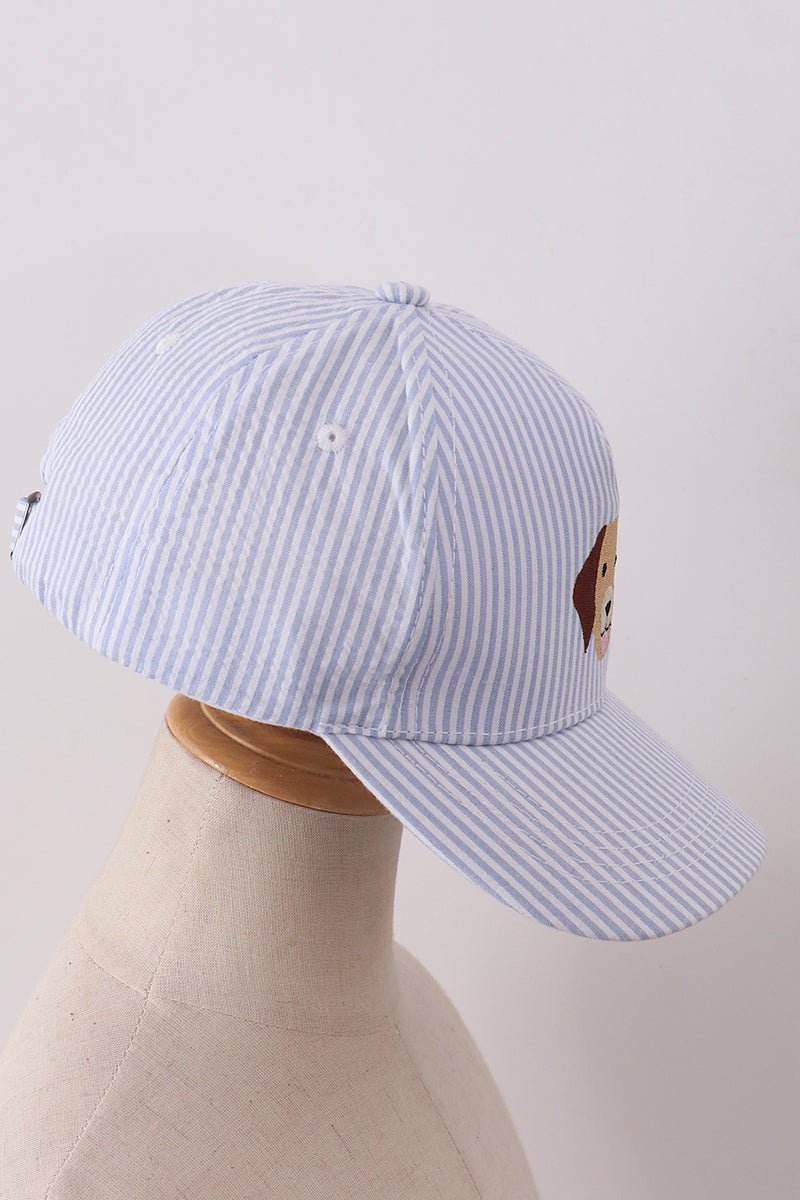 Puppy Embroidered Seersucker Cap - Abbies Place