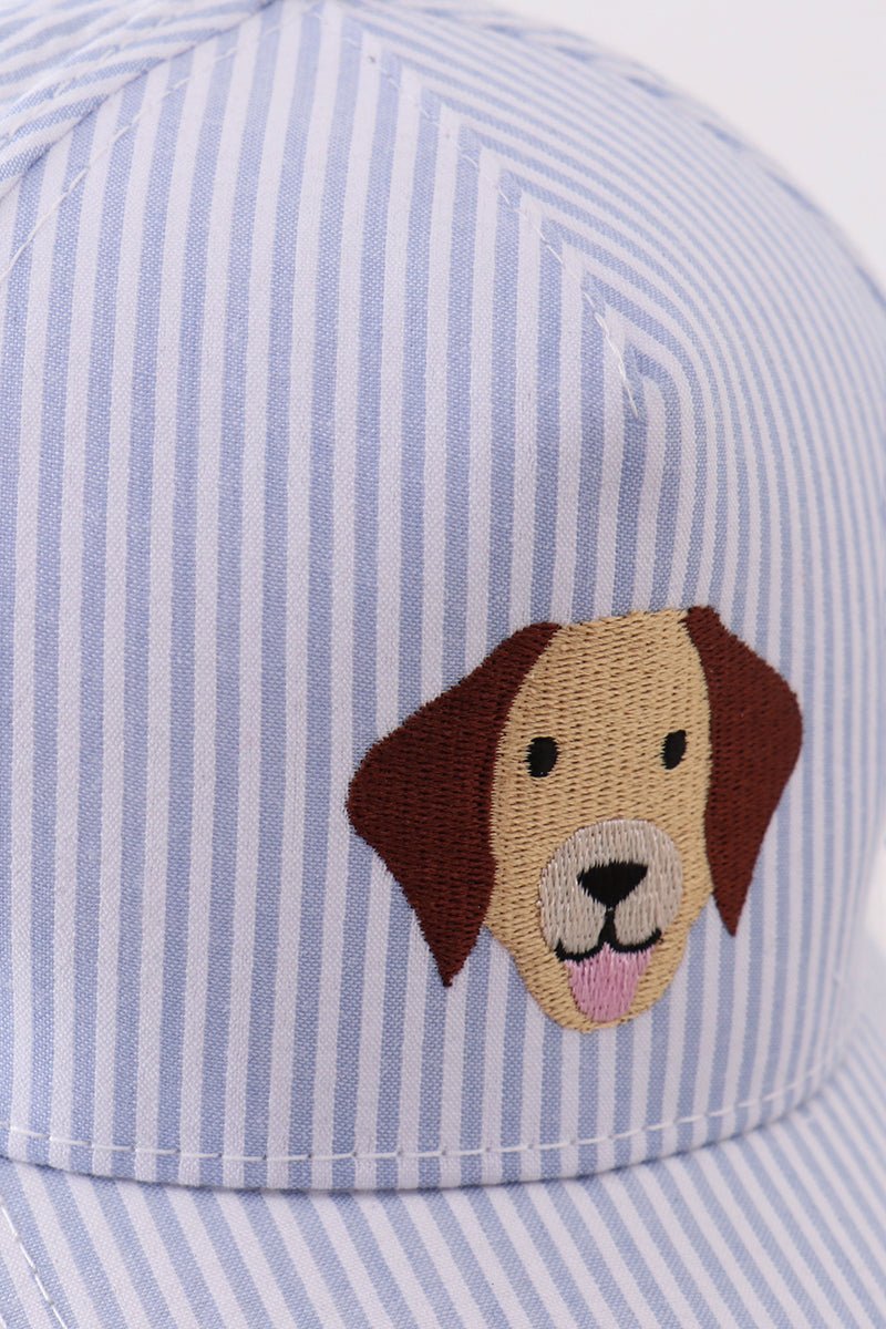 Puppy Embroidered Seersucker Cap - Abbies Place
