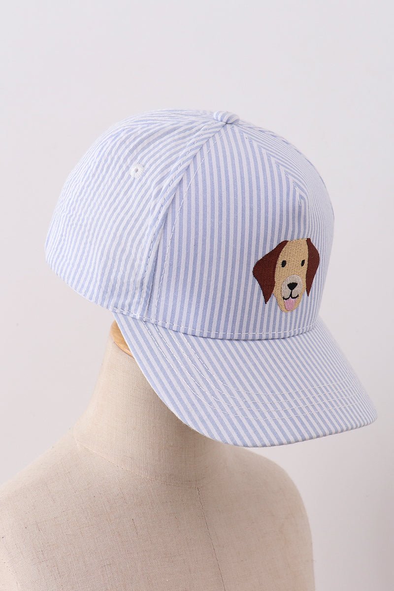 Puppy Embroidered Seersucker Cap - Abbies Place