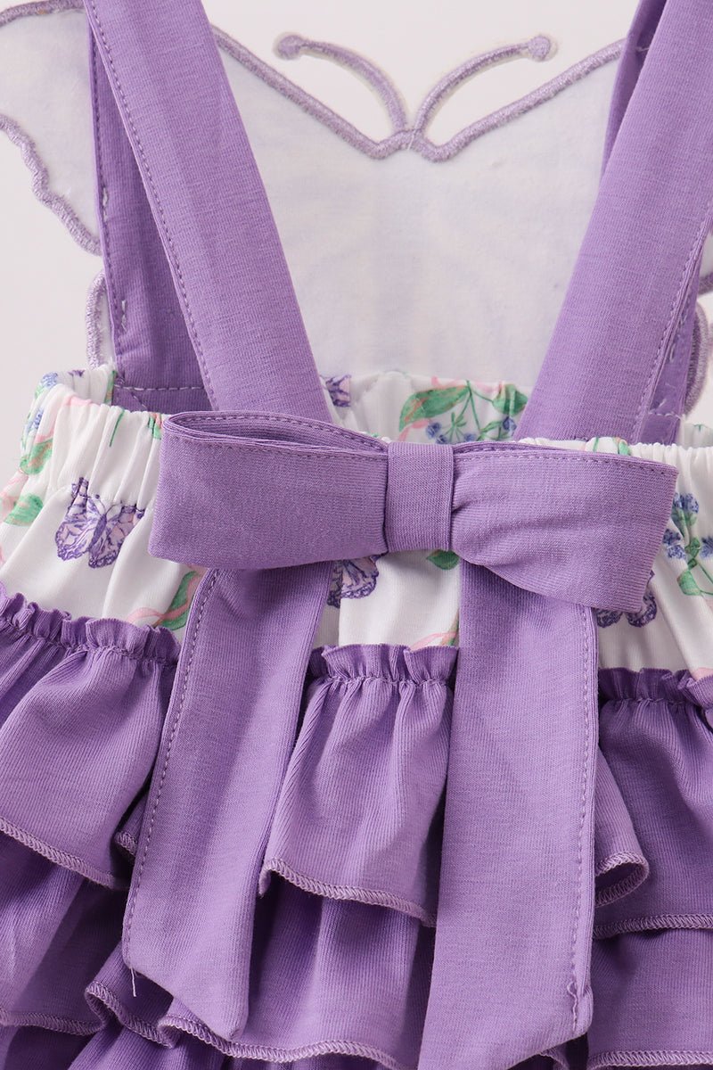 Purple Butterfly Applique Ruffle Bubble - Abbies Place