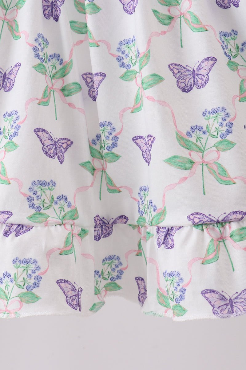 Purple Butterfly Applique Shorts Set - Abbies Place