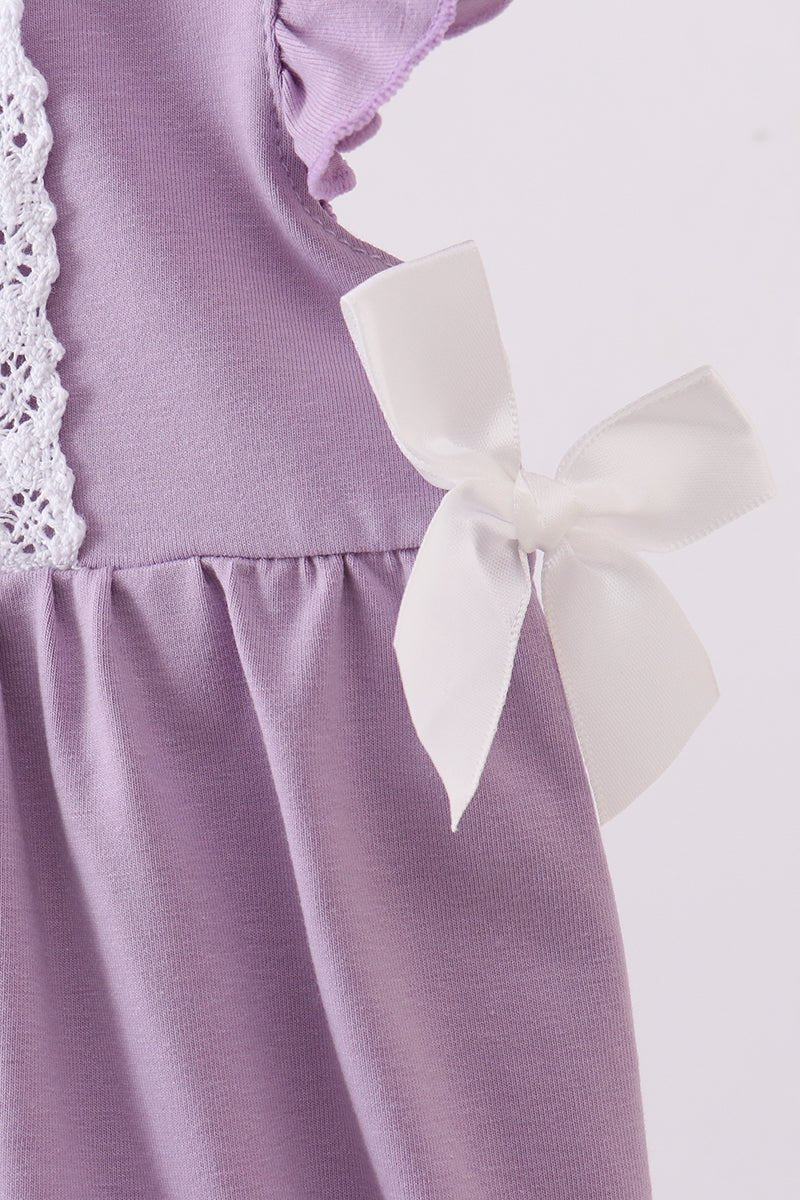 Purple character embroidery ruffle bubble - Abbies Place