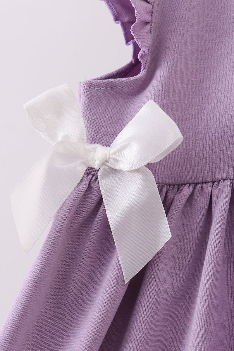 Purple character embroidery ruffle dress - Abbies Place