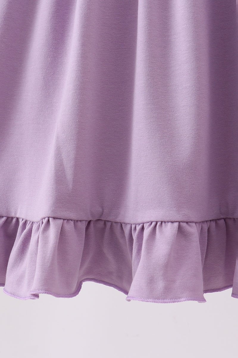 Purple character embroidery ruffle dress - Abbies Place