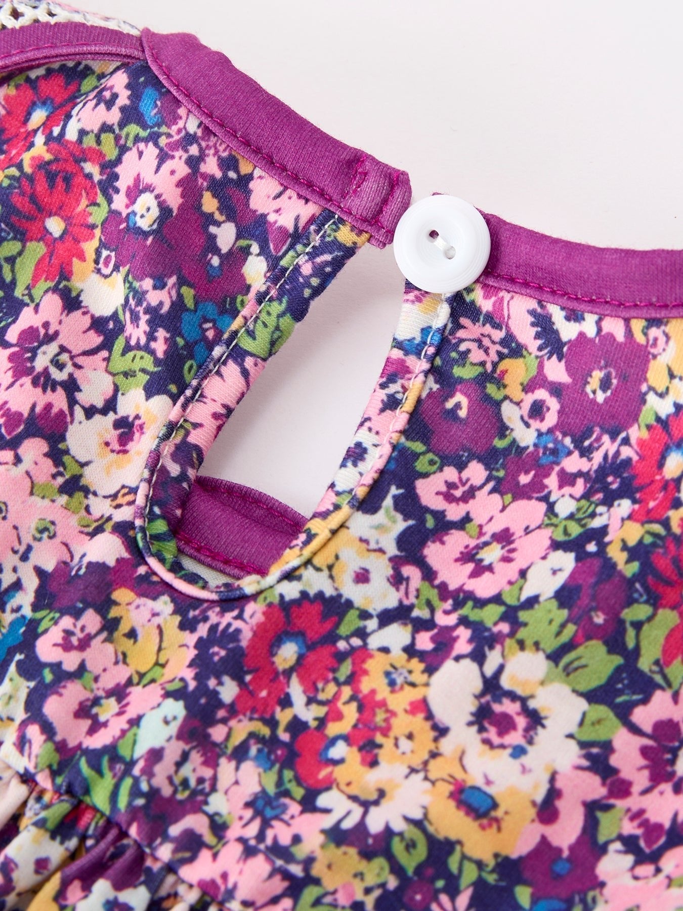 Purple Floral Bow Petals Collar Girls Dress - Abbies Place