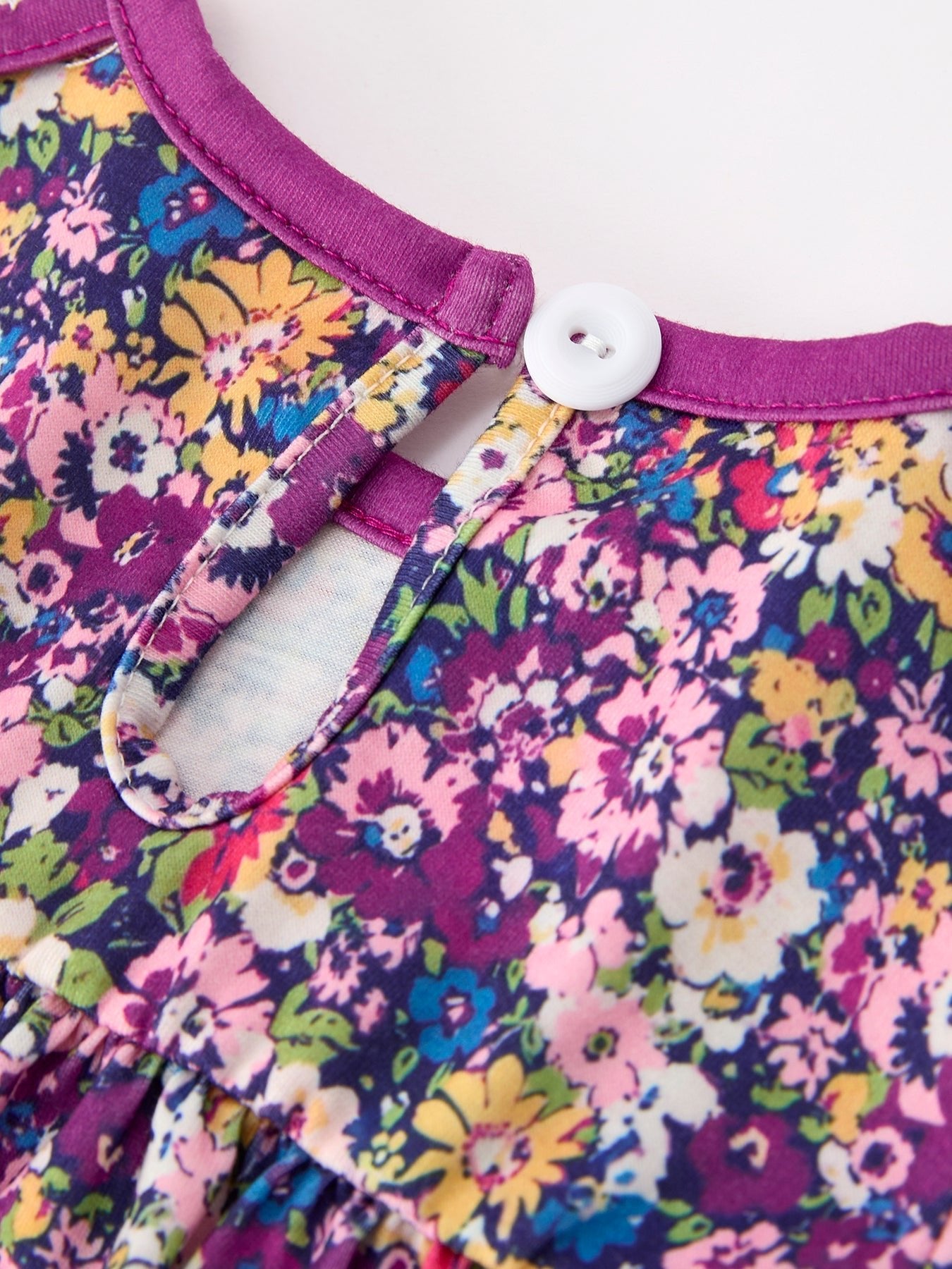 Purple Floral Bow Petals Collar Girls Romper - Abbies Place